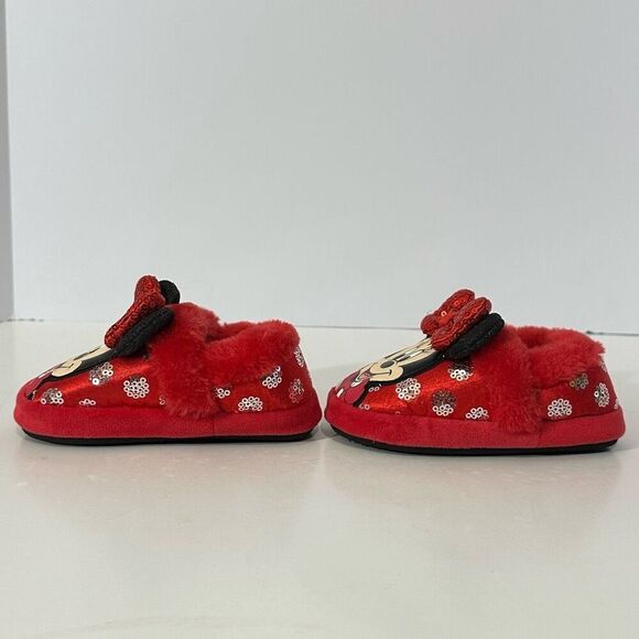 Disney Junior Minnie Mouse Slippers Red with Bows | Toddler Size 5/6 - Picture 3 of 9